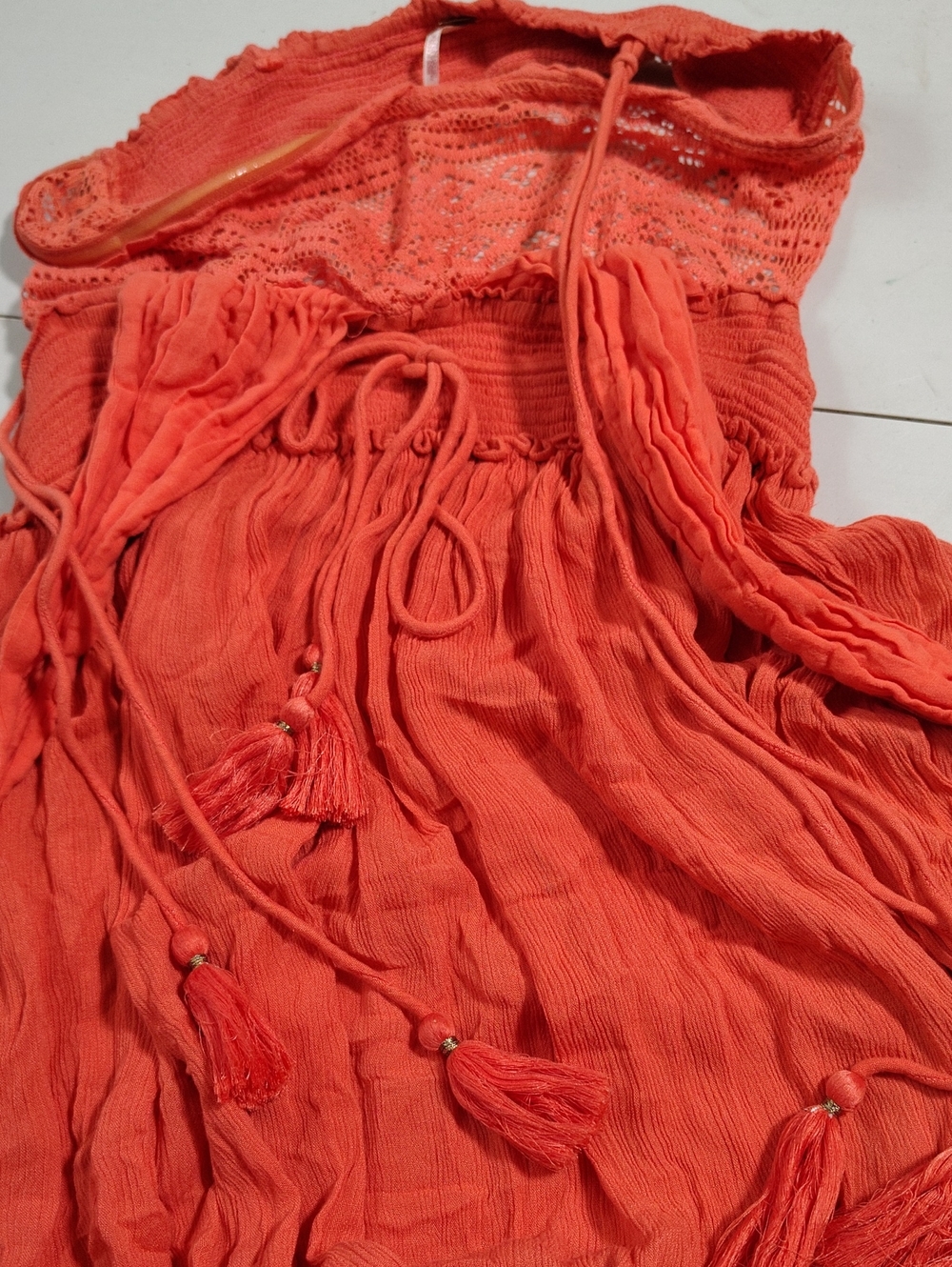 Free People Santa Maria Sun Blake Lace Tassel Maxi Dress Size L Bohemian Beachy - Picture 15 of 16